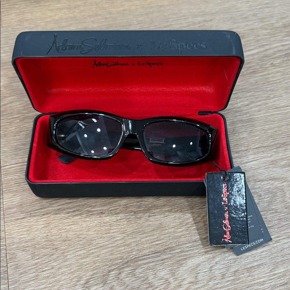 Adam Selman x Le Specs Black Rectangular Sunglasses